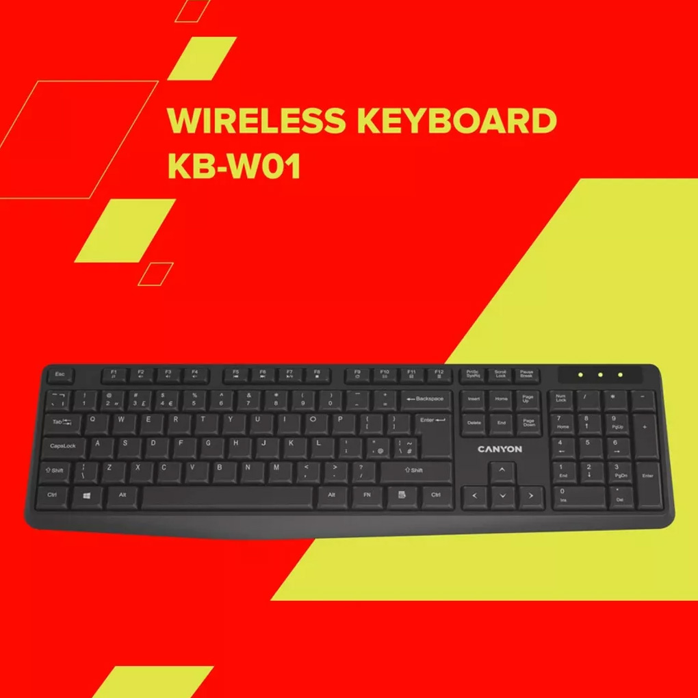 Клавіатура бездротова CANYON KB-W01 Black (CNE-CKEYW01)