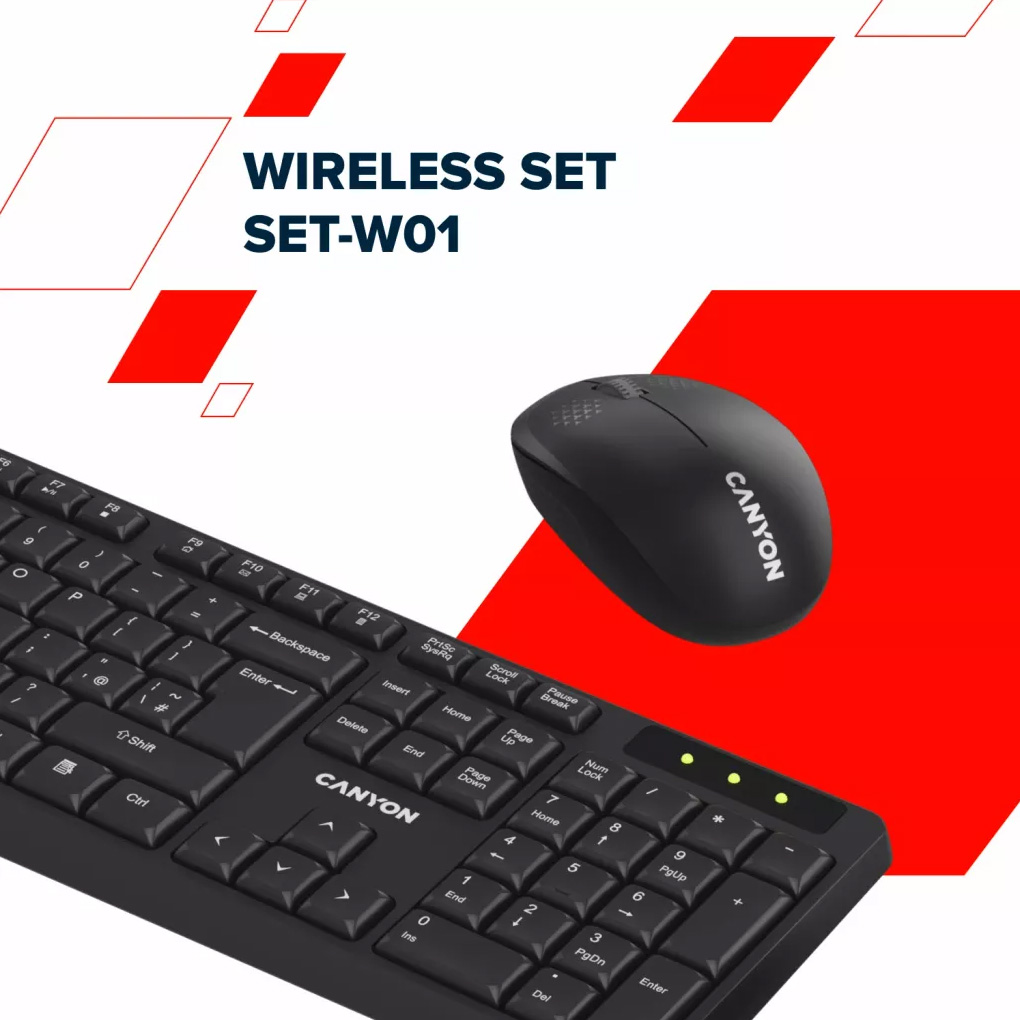 Комплект бездротовий CANYON SET-W01 Black (CNE-HSETW01)