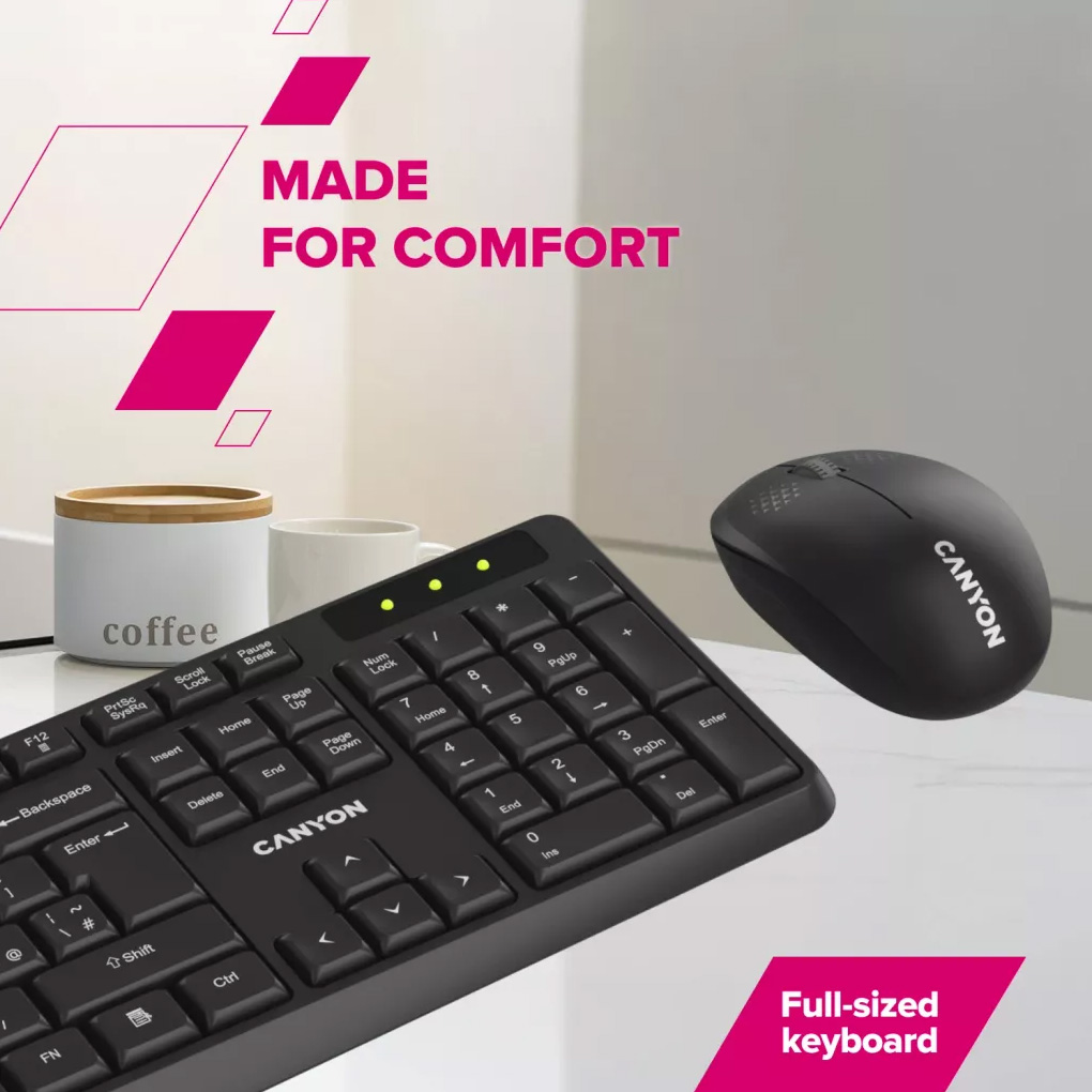 Комплект бездротовий CANYON SET-W01 Black (CNE-HSETW01)