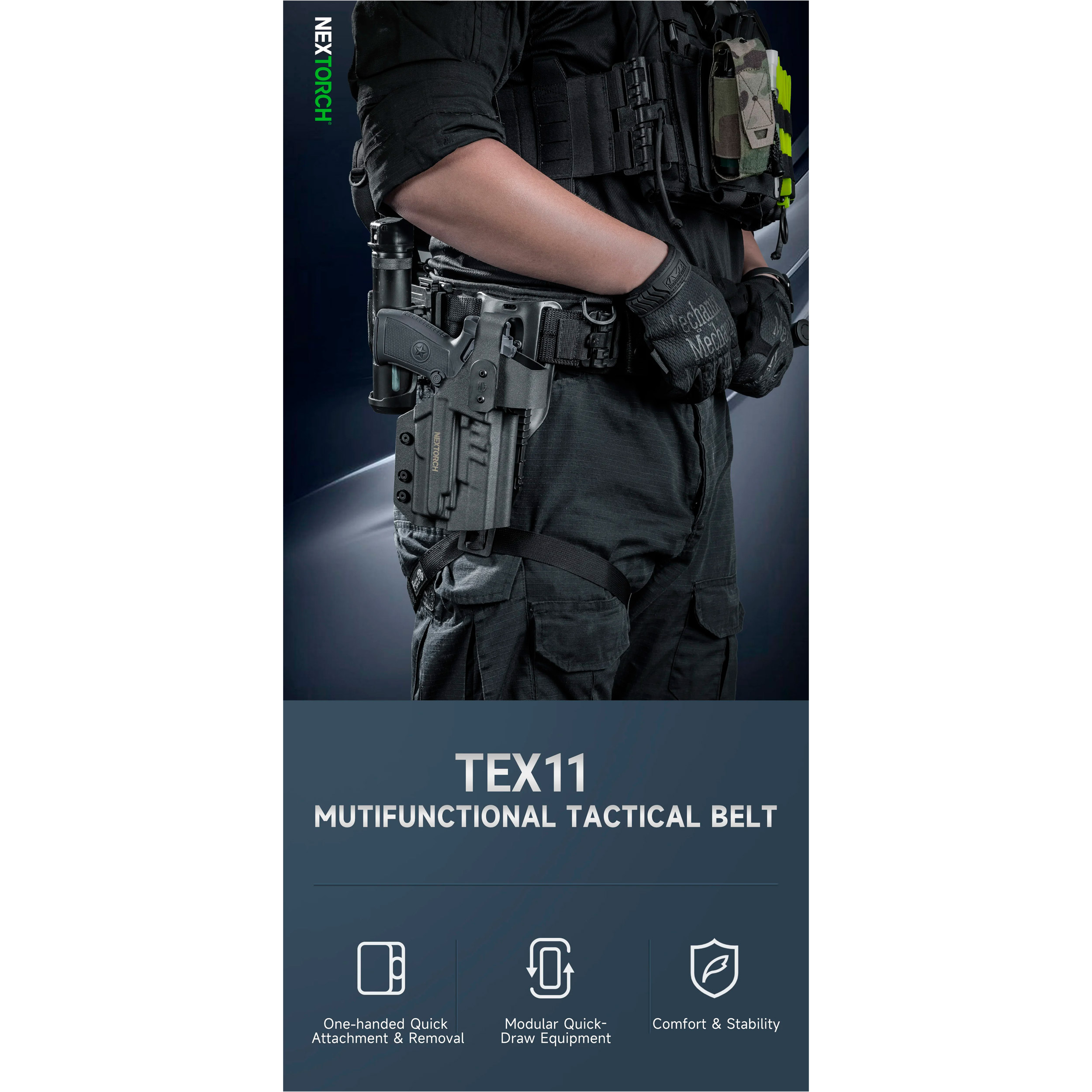Ремень модульный NEXTORCH Tex11 Modular Tactical Belt Black