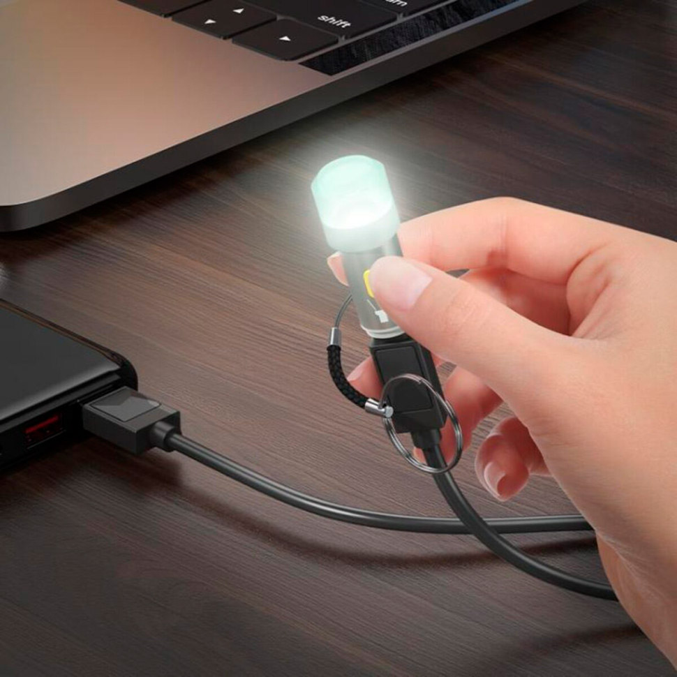Фонарь-брелок HOCO UA38A Type-C to LED Light Gray