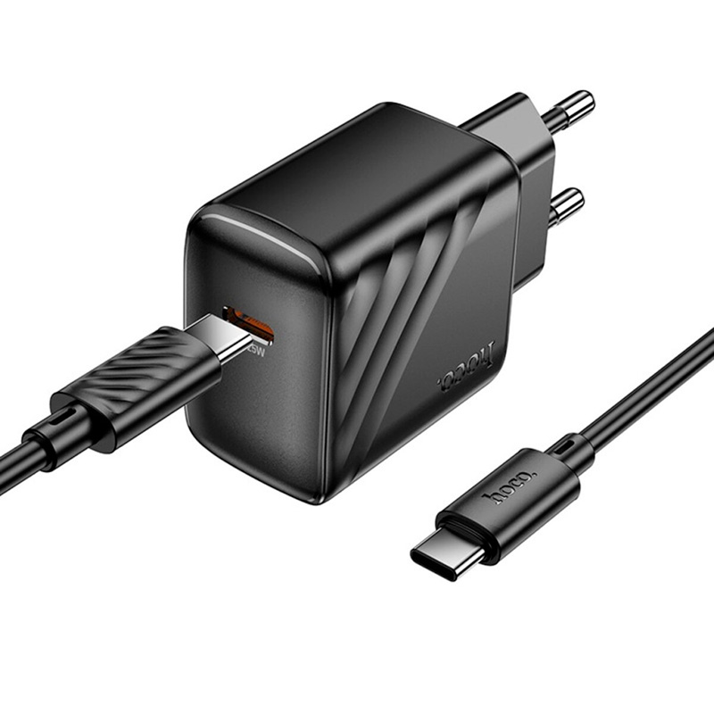 Зарядное устройство HOCO CS24A Puerto 1xUSB-C, PD25W Black w/Type-C cable (6942007639774)