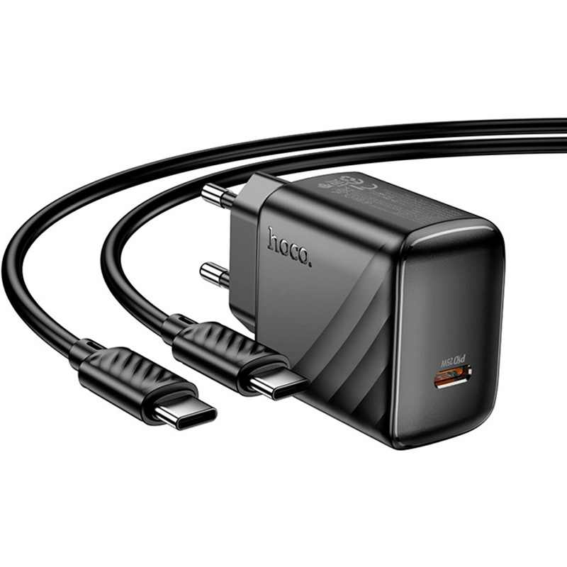Зарядное устройство HOCO CS24A Puerto 1xUSB-C, PD25W Black w/Type-C cable (6942007639774)