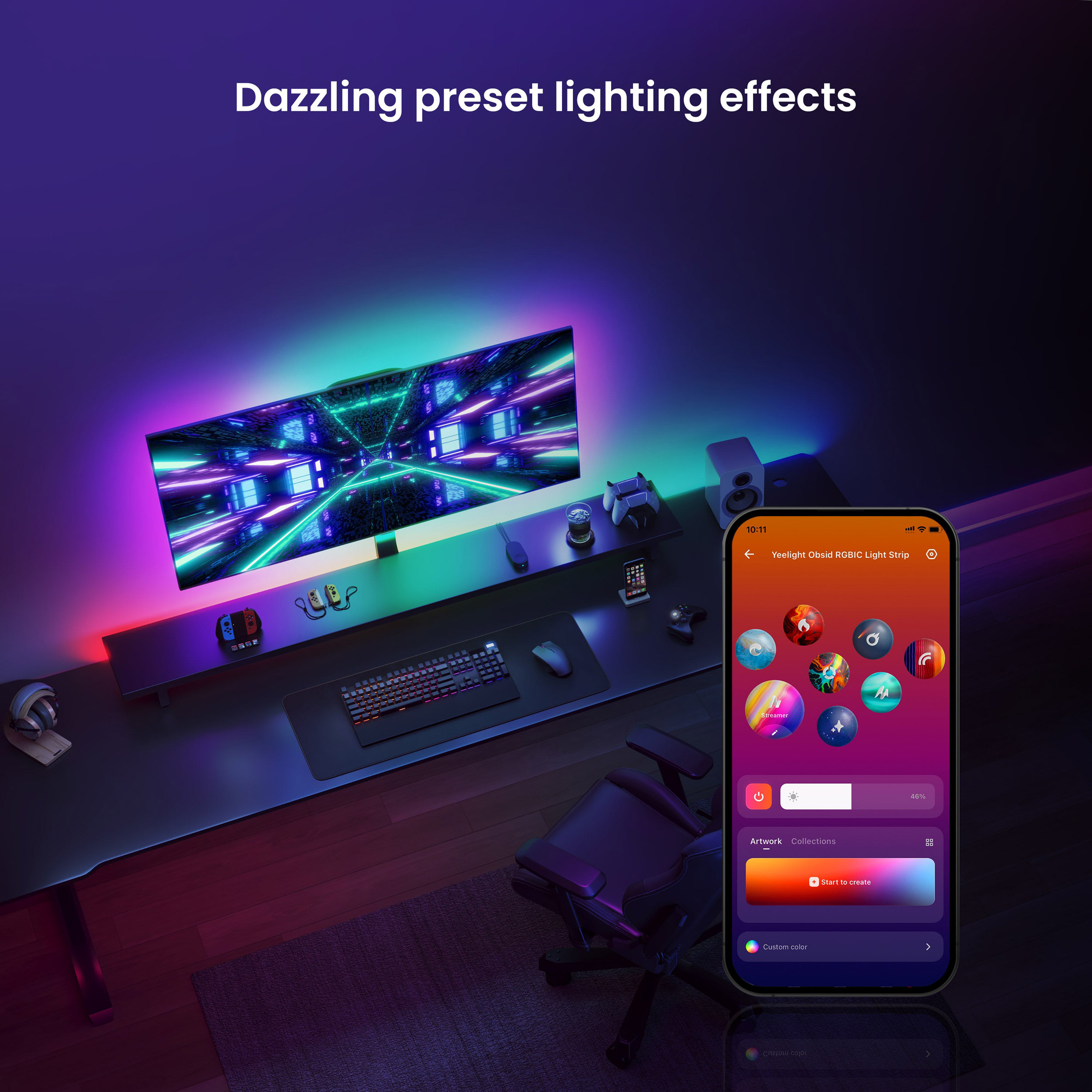 Розумна LED стрічка YEELIGHT Obsid RGBIC Light Strip RGBIC 2м (YLFWD-0025)