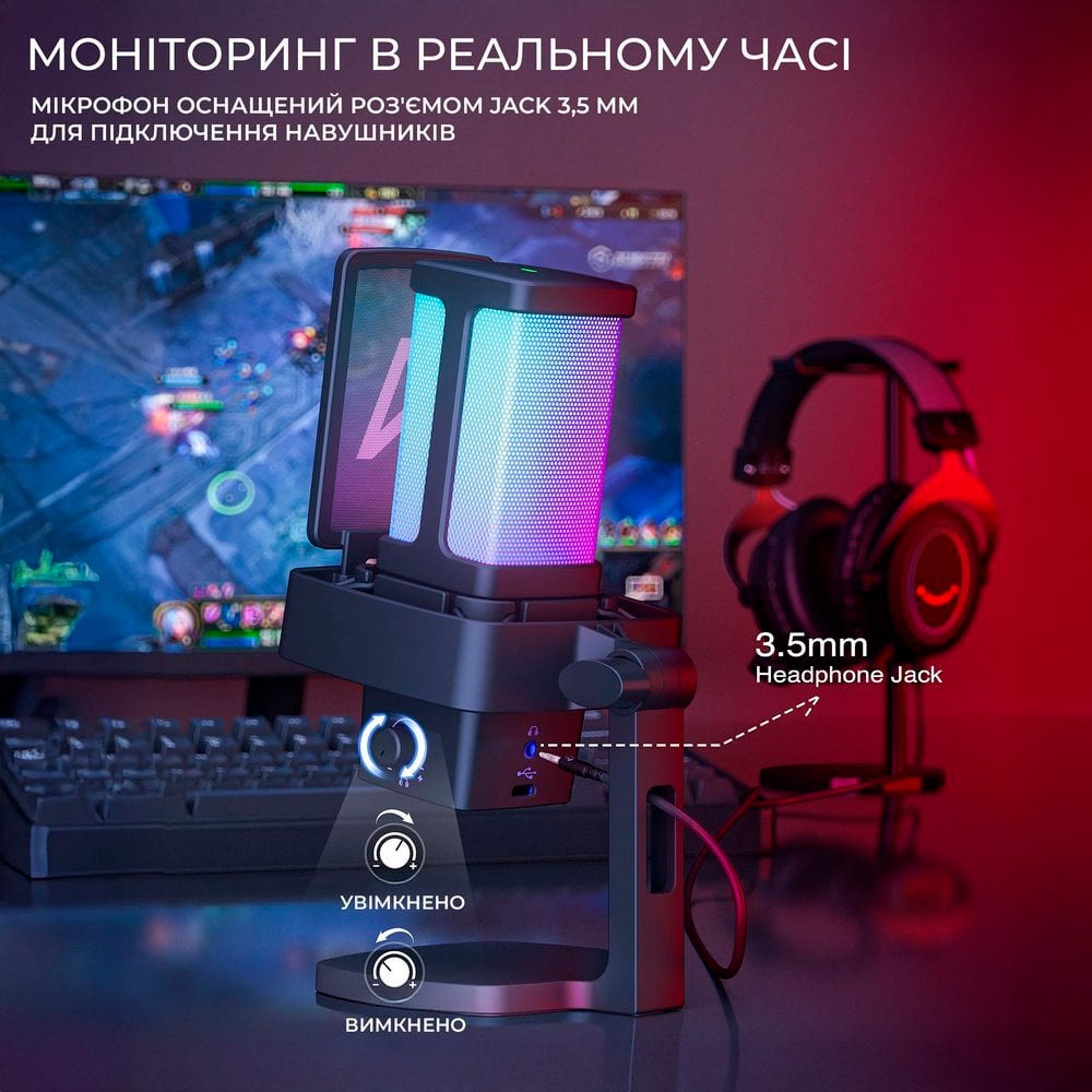 Мікрофон для стримінгу/подкастів FIFINE AmpliGame Q8 Pro Black