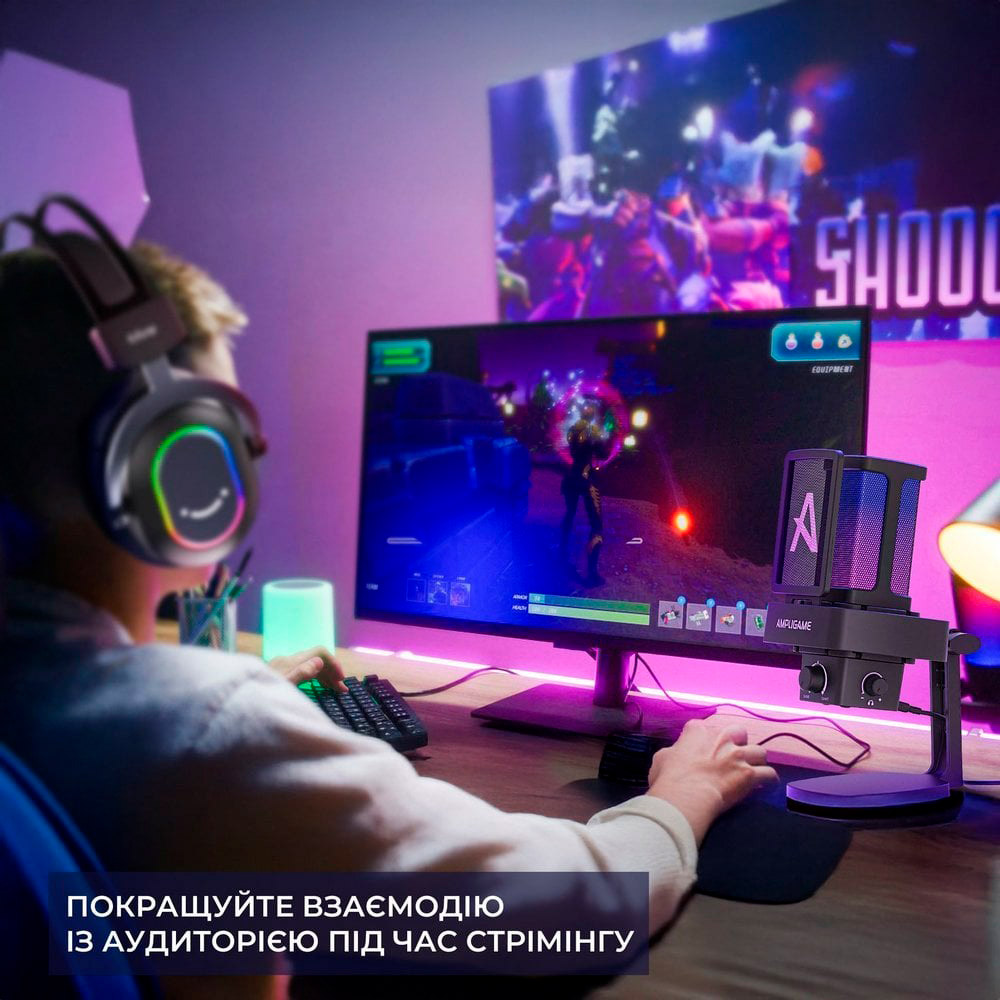 Мікрофон для стримінгу/подкастів FIFINE AmpliGame Q8 Pro Black