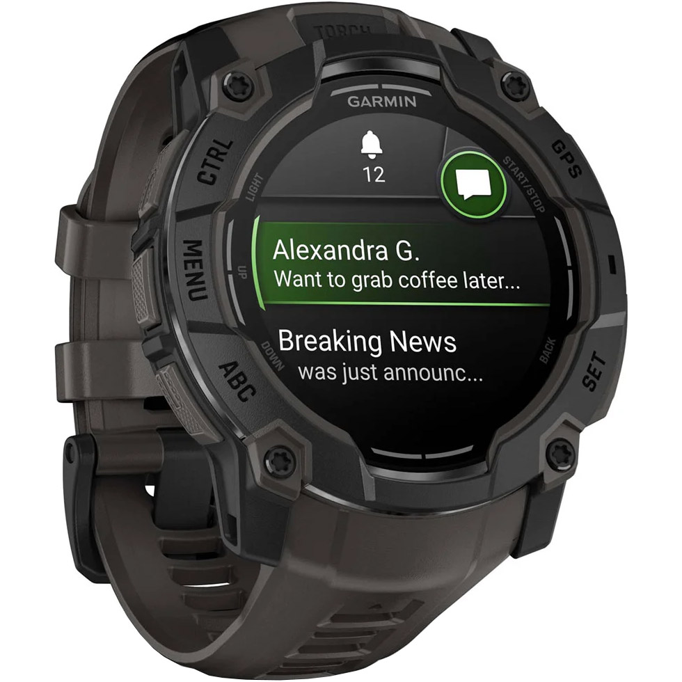 Смарт-годинник GARMIN Instinct 3 AMOLED 50mm Black with Charcoal Band (010-03020-00)