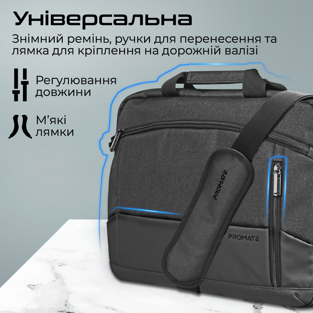 Сумка для ноутбука PROMATE Satchel-MB 15.6" Black