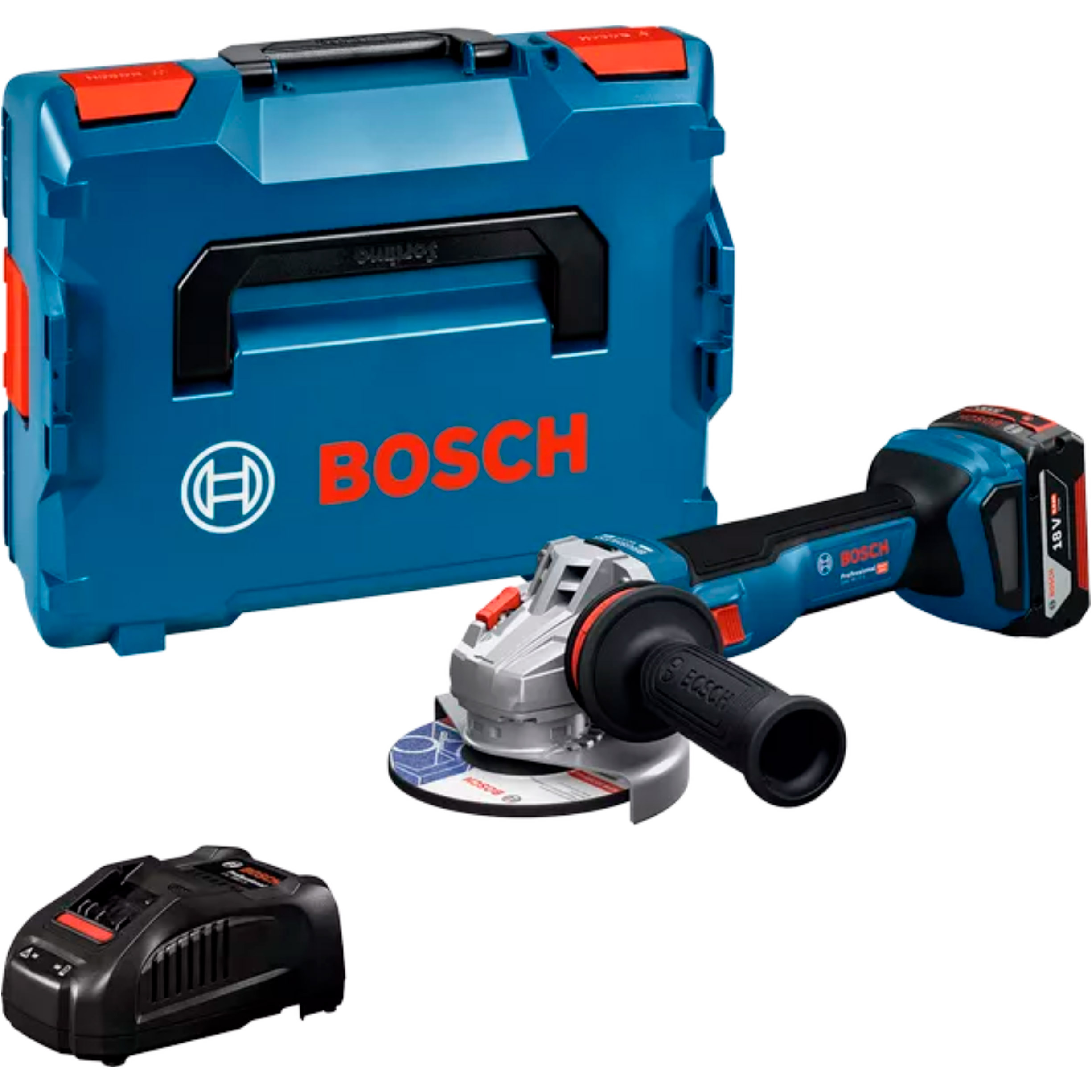Акумуляторна кутова шліфувальна машина BOSCH GWS 18V-11S Professional + АКБ 5Ah, ЗП, кейс (0.601.9N4.003)