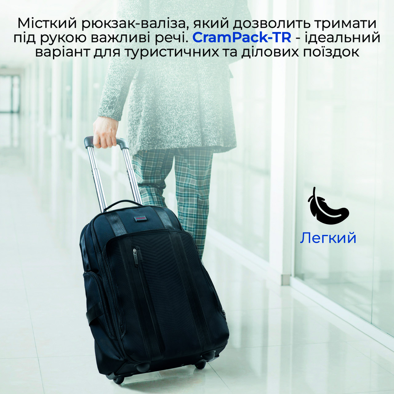 Сумка-рюкзак на колёсах PROMATE CramPack-TR Black