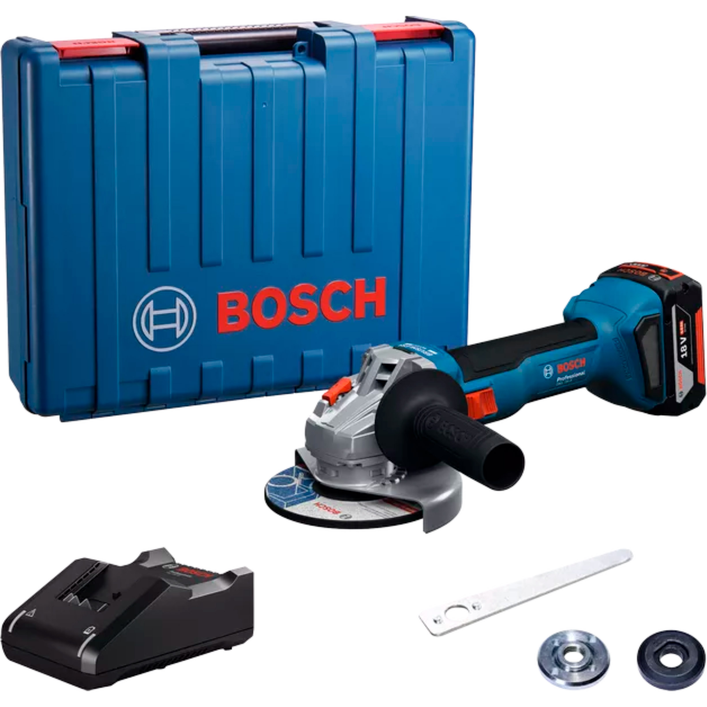 Акумуляторна кутова шліфувальна машина BOSCH GWS 18V-8 Professional + АКБ 4Ah, ЗП, кейс (0.601.9N9.021)