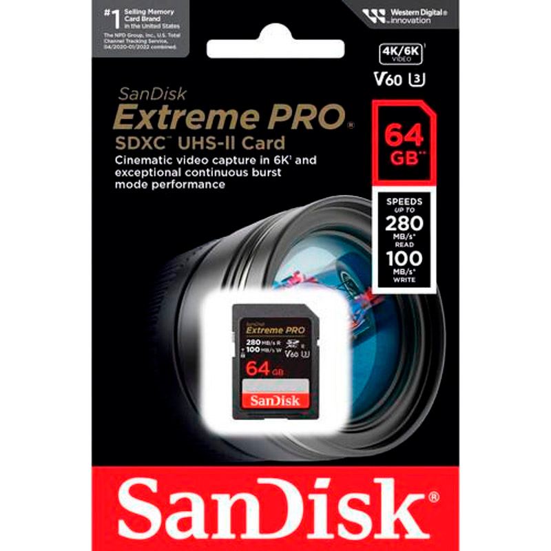 Карта памяти SANDISK SDXC Extreme Pro 64GB UHS-II U3 V60 Class 10 (SDSDXEP-064G-GN4IN)