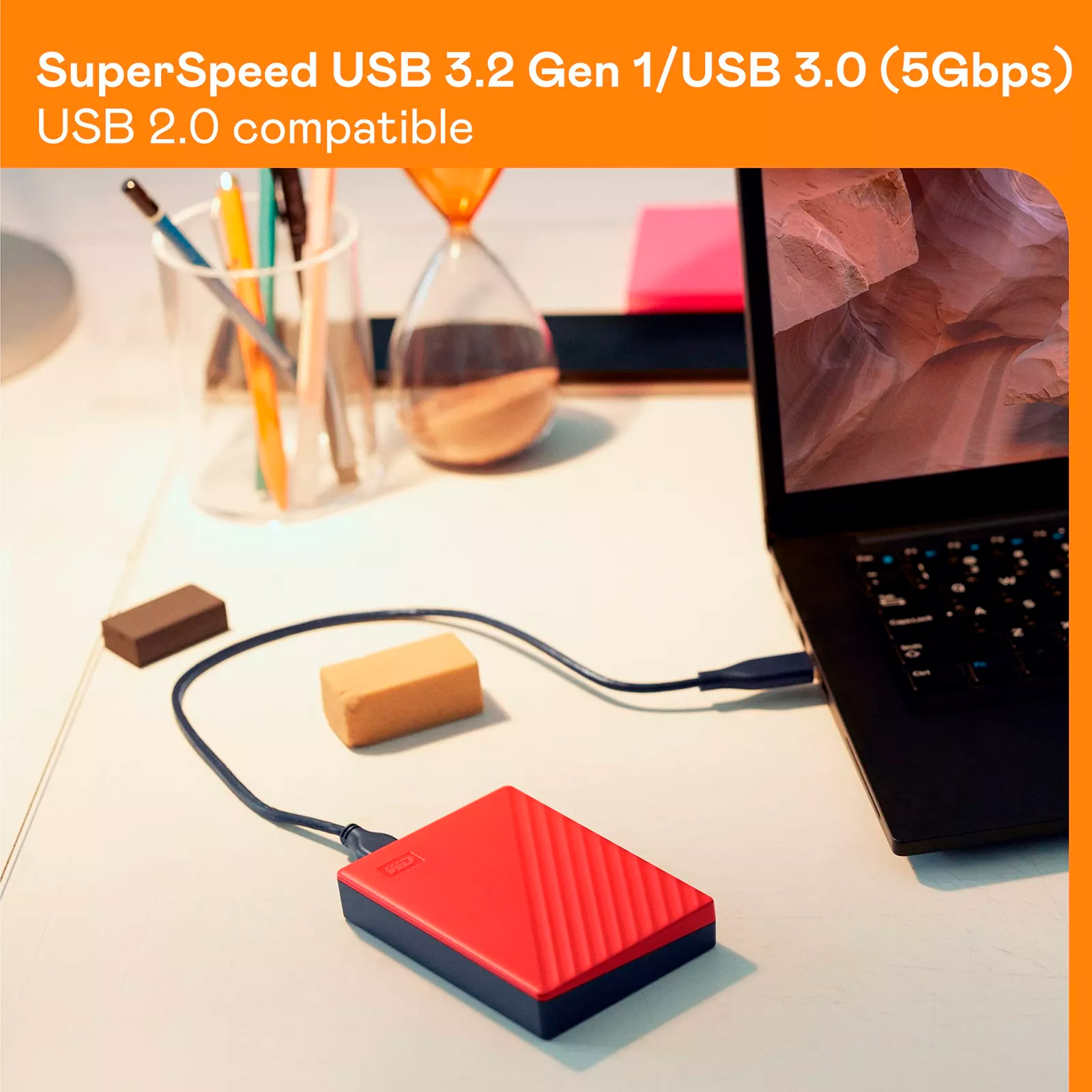 Портативний жорсткий диск WD My Passport 6TB USB3.2 Red (WDBR9S0060BRD-WESN)