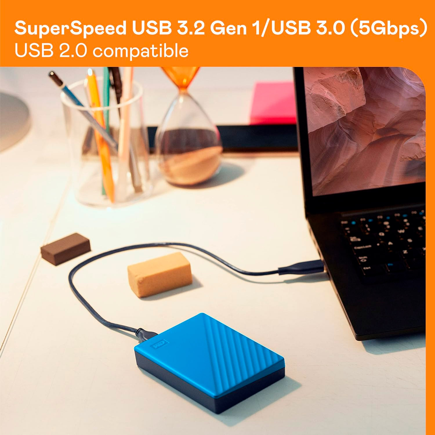 Портативний жорсткий диск WD My Passport 6TB USB3.2 Sky (WDBR9S0060BBL-WESN)