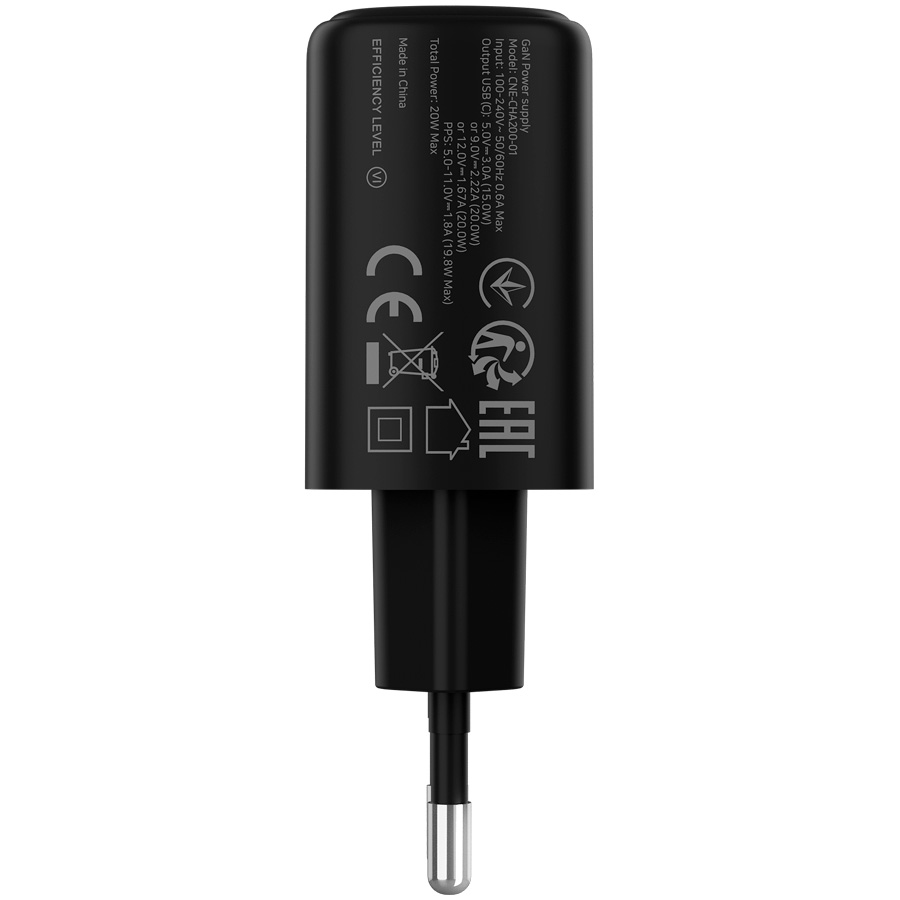 Зарядний пристрій CANYON OnCharge 200 1xUSB-C 20W Black (CNE-CHA200-11)