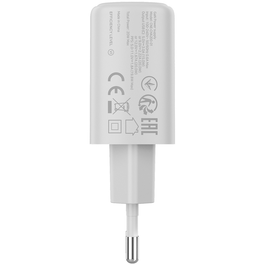 Зарядное устройство CANYON OnCharge 200 1xUSB-C 20W White (CNE-CHA200-01)