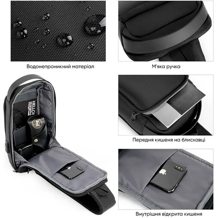 Рюкзак-слинг PORTO RNC-4043BK Black