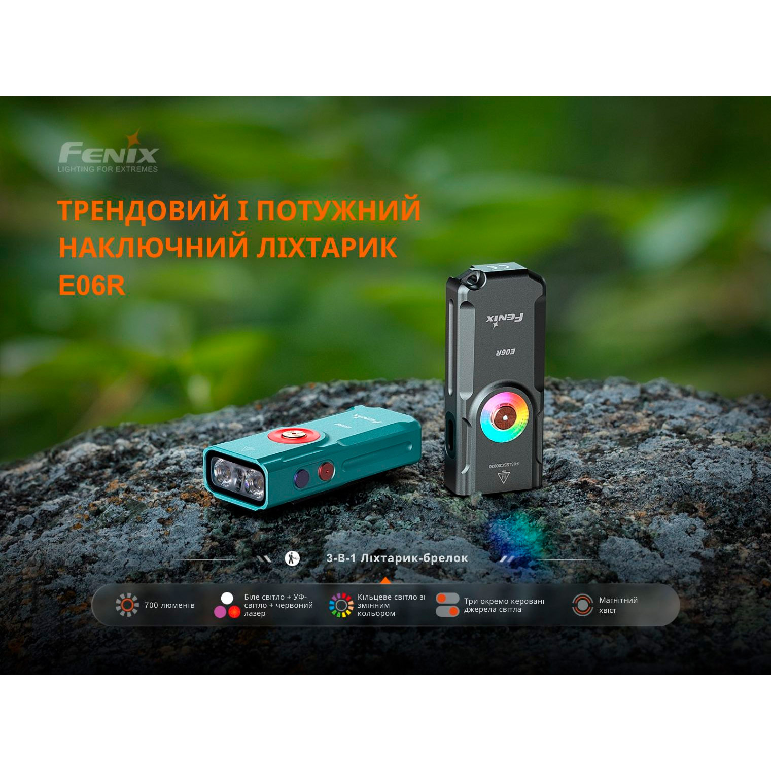 Фонарь-брелок FENIX E06R Turquoise