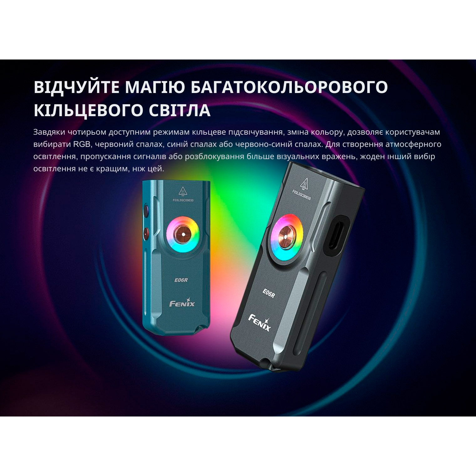 Фонарь-брелок FENIX E06R Turquoise