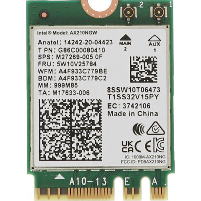 Wi-Fi адаптер INTEL Tri Band Wireless 802.11ax+BT5.3 AX210 M.2 (AX210.NGWG.NV)