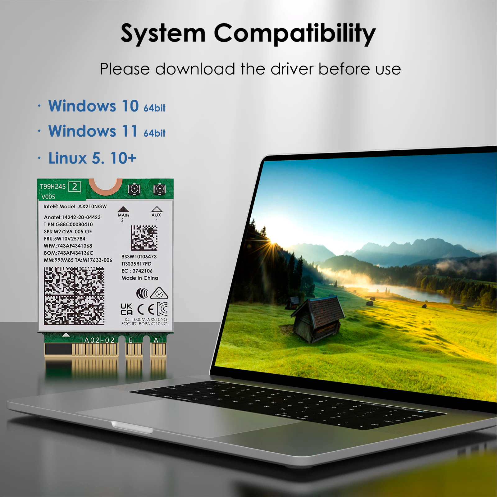 Wi-Fi адаптер INTEL Tri Band Wireless 802.11ax+BT5.3 AX210 M.2 (AX210.NGWG.NV)