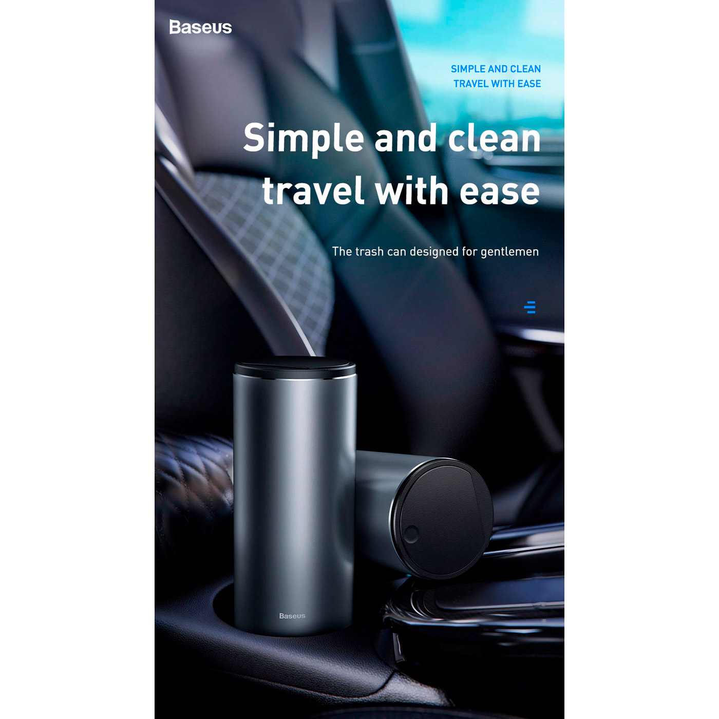 Автомобильный контейнер для мусора BASEUS Gentleman Style Vehicle-Mounted Trash Can + 30 Receiving Bags Dark Gray (CRLJT-0G)