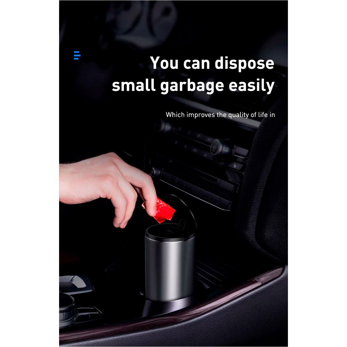 Автомобильный контейнер для мусора BASEUS Gentleman Style Vehicle-Mounted Trash Can + 30 Receiving Bags Dark Gray (CRLJT-0G)
