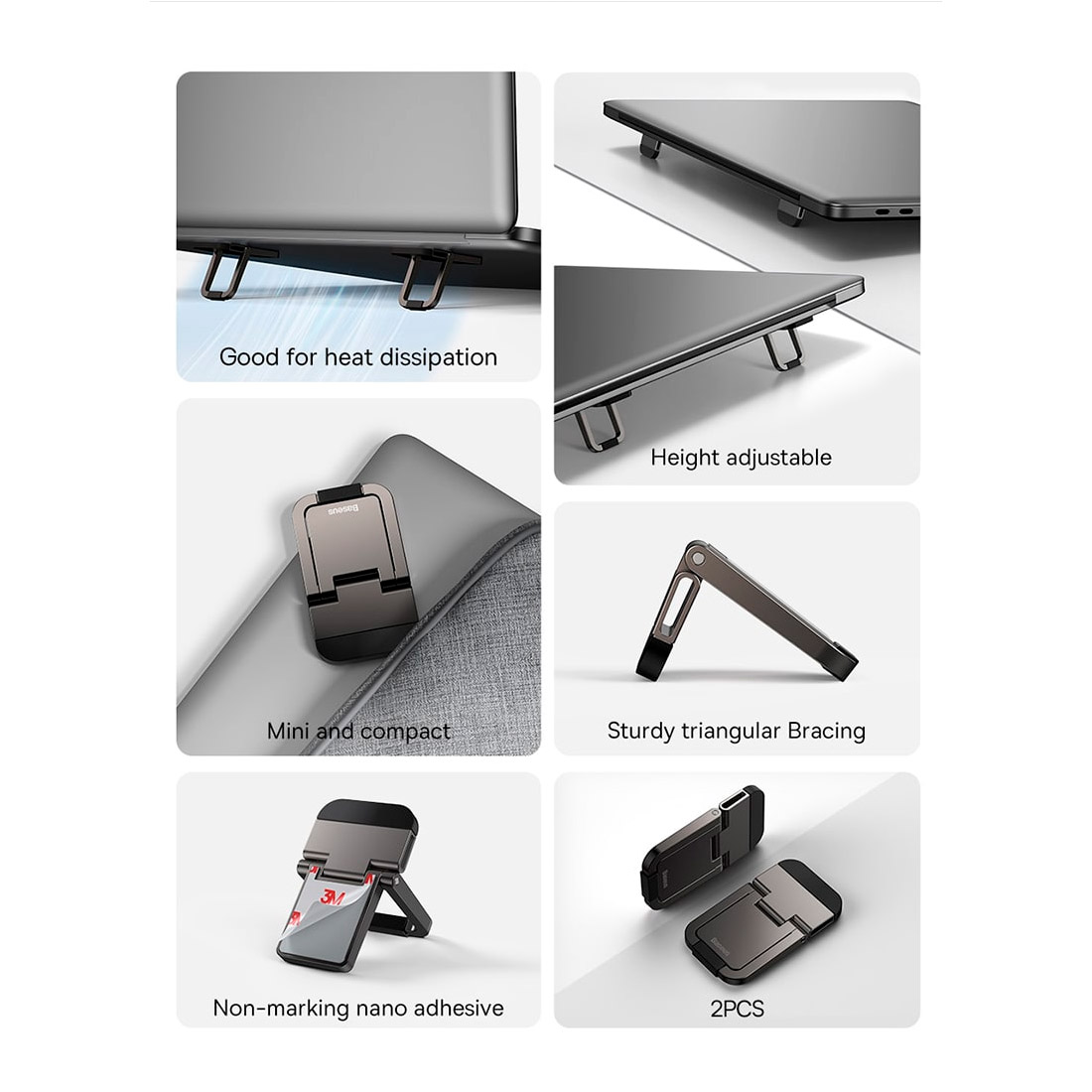 Подставка для ноутбука BASEUS Slim Laptop Kickstand 2-Pack Gray (LUZC000013)