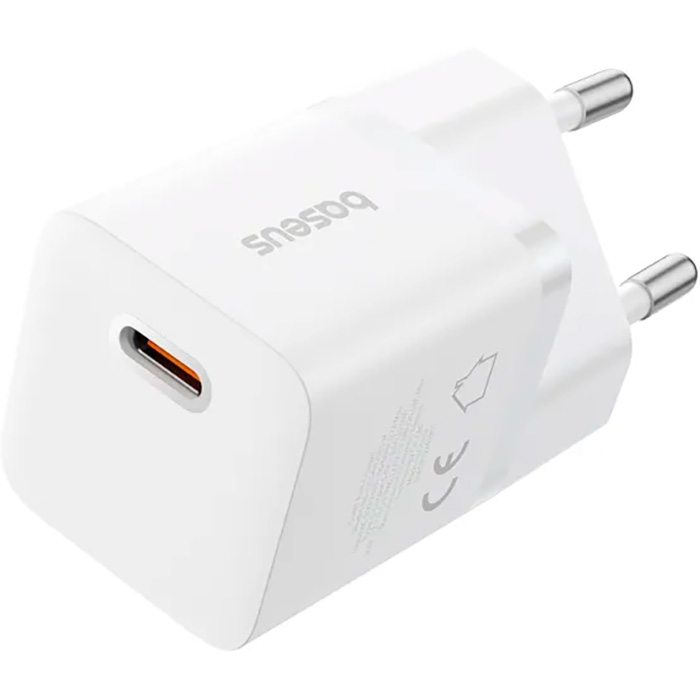Зарядний пристрій BASEUS GaN5 Fast Charger Mini 1C 25W Moon White w/Type-C cable (P10110909213-01)