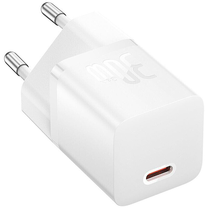 Зарядное устройство BASEUS GaN5 Fast Charger Mini 1C 30W Moon White w/Type-C cable (P10110902213-00)