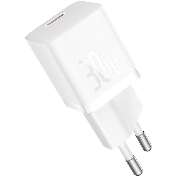 Зарядное устройство BASEUS GaN5 Fast Charger Mini 1C 30W Moon White w/Type-C cable (P10110902213-00)