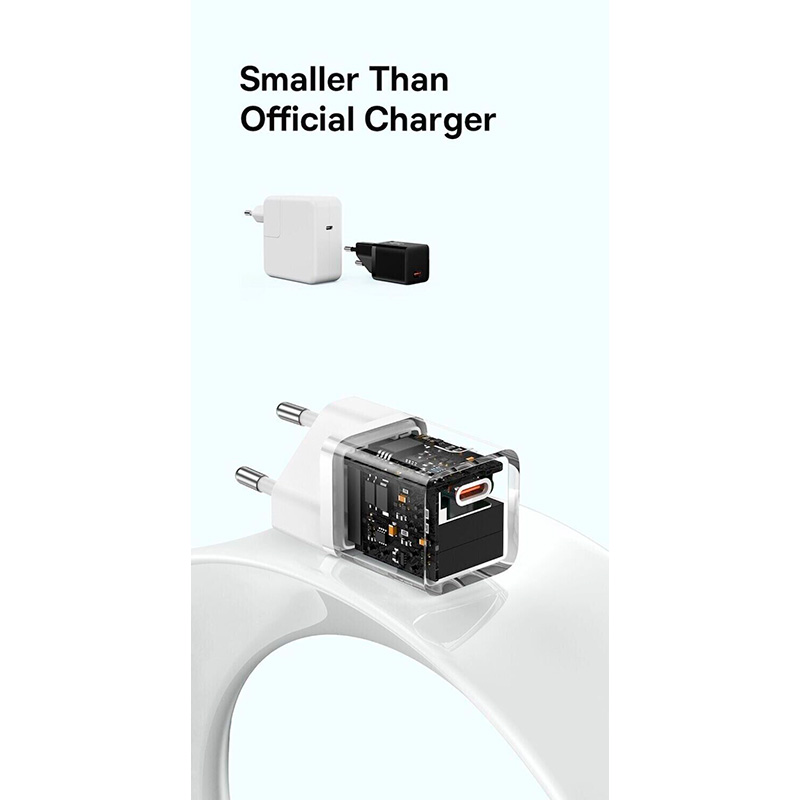 Зарядное устройство BASEUS GaN5 Fast Charger Mini 1C 30W Moon White w/Type-C cable (P10110902213-00)
