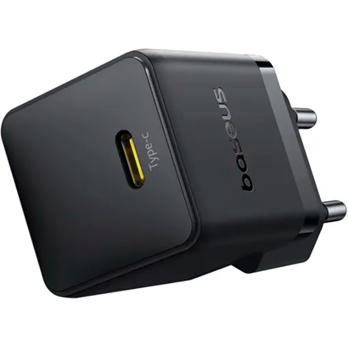 Зарядний пристрій BASEUS Palm Fast Charger 1C 20W EU Cluster Black w/Type-C cable (P10111602113-01)