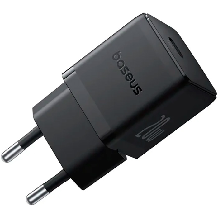 Зарядний пристрій BASEUS Palm Fast Charger 1C 20W EU Cluster Black w/Type-C cable (P10111602113-01)