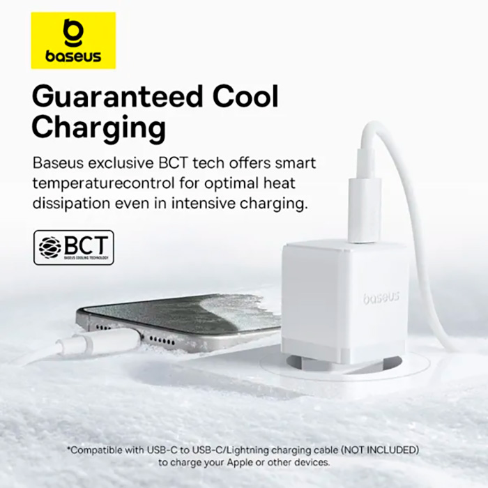 Зарядний пристрій BASEUS Palm Fast Charger 1C 20W EU Moon White w/Type-C cable (P10111602213-01)