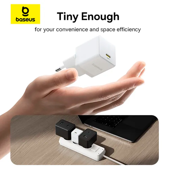 Зарядний пристрій BASEUS Palm Fast Charger 1C 20W EU Moon White w/Type-C cable (P10111602213-01)