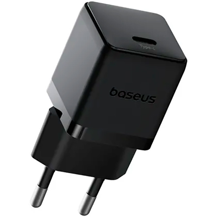 Зарядний пристрій BASEUS Palm Fast Charger 1C 30W EU Cluster Black w/Type-C cable (P10111605113-01)