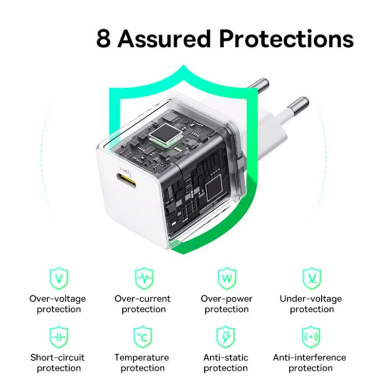 Зарядний пристрій BASEUS Palm Fast Charger 1C 30W EU Moon White w/Type-C cable (P10111605213-01)