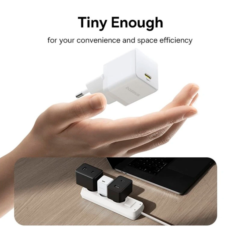 Зарядний пристрій BASEUS Palm Fast Charger 1C 30W EU Moon White w/Type-C cable (P10111605213-01)