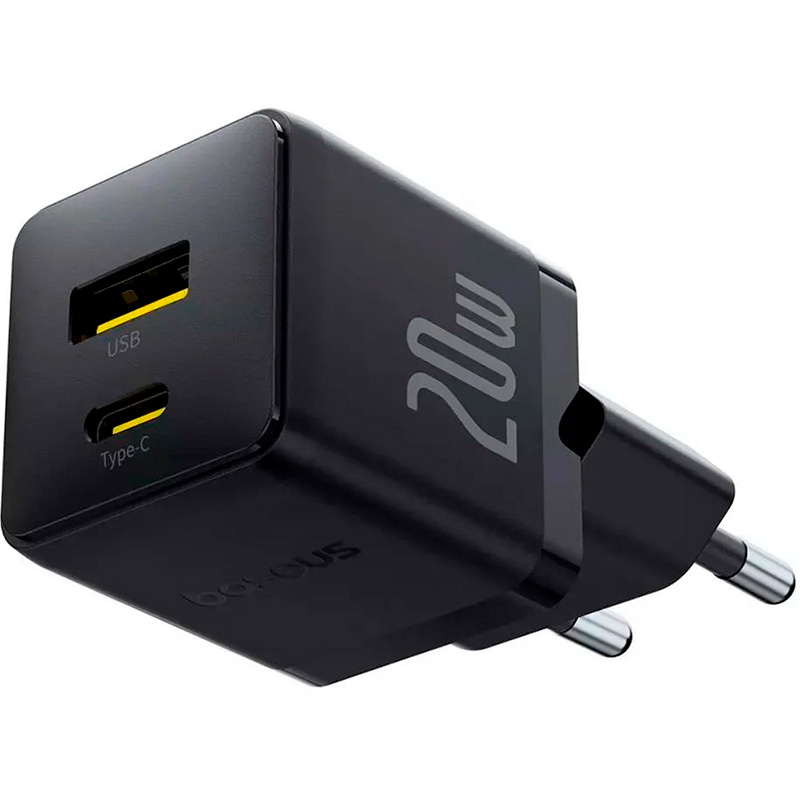Зарядний пристрій BASEUS Palm Fast Charger C+U 20W EU Black (P10111608113-00)