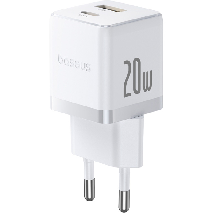 Зарядний пристрій BASEUS Palm Fast Charger C+U 20W EU Moon White (P10111608213-00)