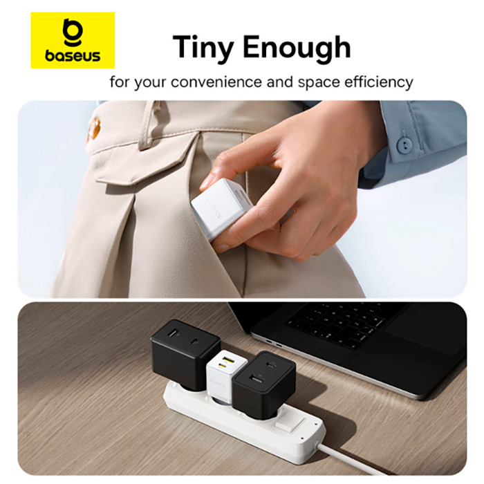 Зарядний пристрій BASEUS Palm Fast Charger C+U 20W EU Moon White (P10111608213-00)