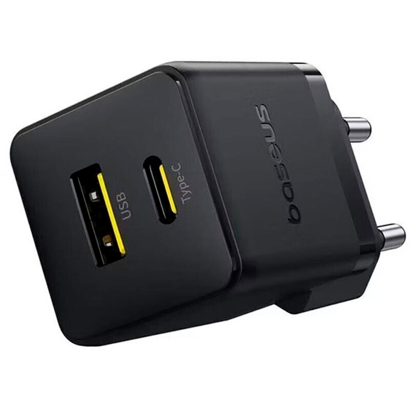 Зарядний пристрій BASEUS Palm Fast Charger C+U 30W EU Cluster Black (P1011160A113-00)