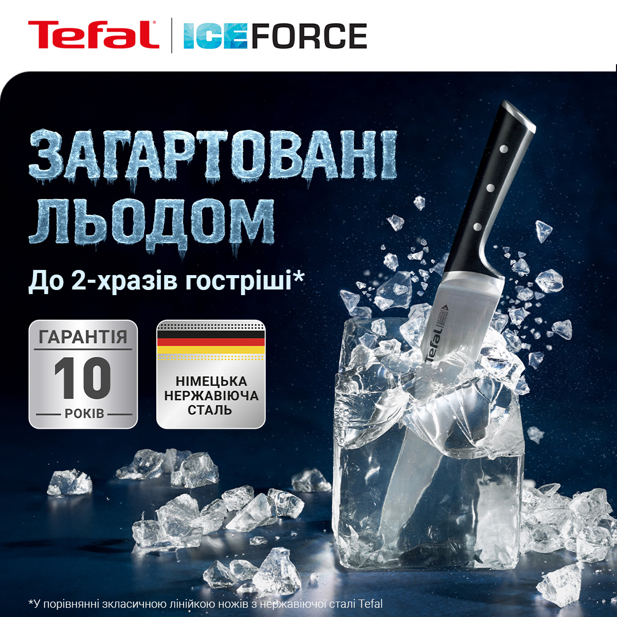 Набір кухонних ножів TEFAL Ice Force Japanese Collection 2пр (K232S224)
