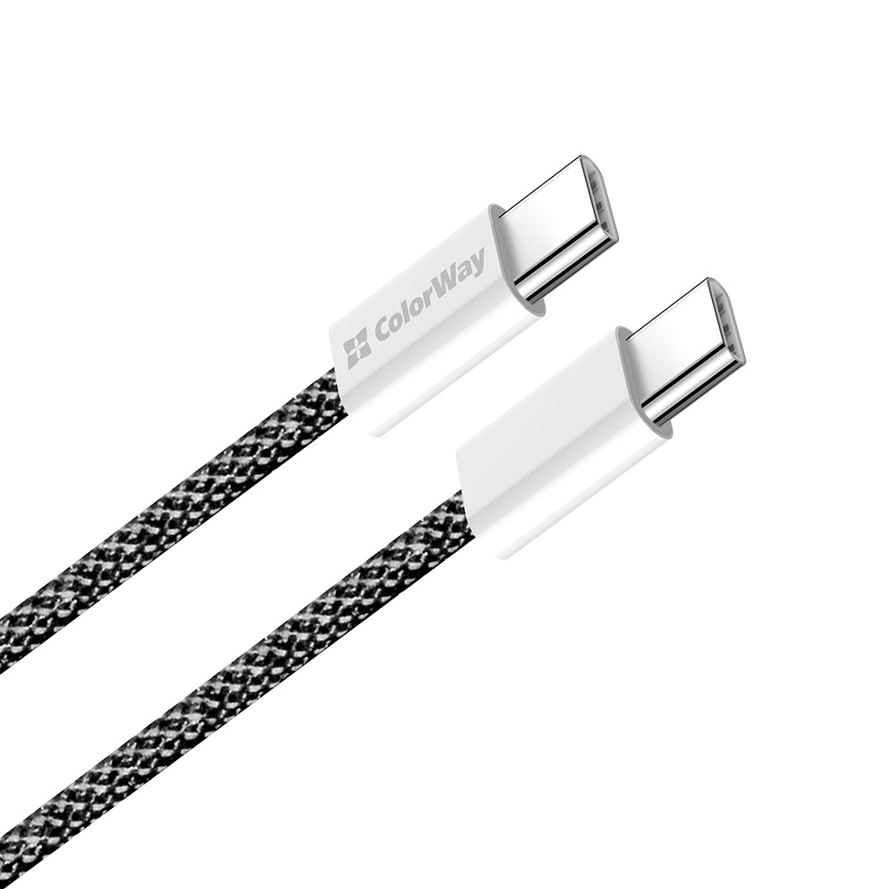 Кабель COLORWAY Fabric Braided Type-C to Type-C 3A 2м Black (CW-CBPDCC068-BK)
