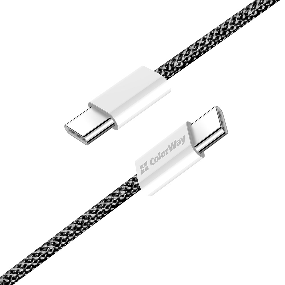 Кабель COLORWAY Fabric Braided Type-C to Type-C 3A 2м Black (CW-CBPDCC068-BK)