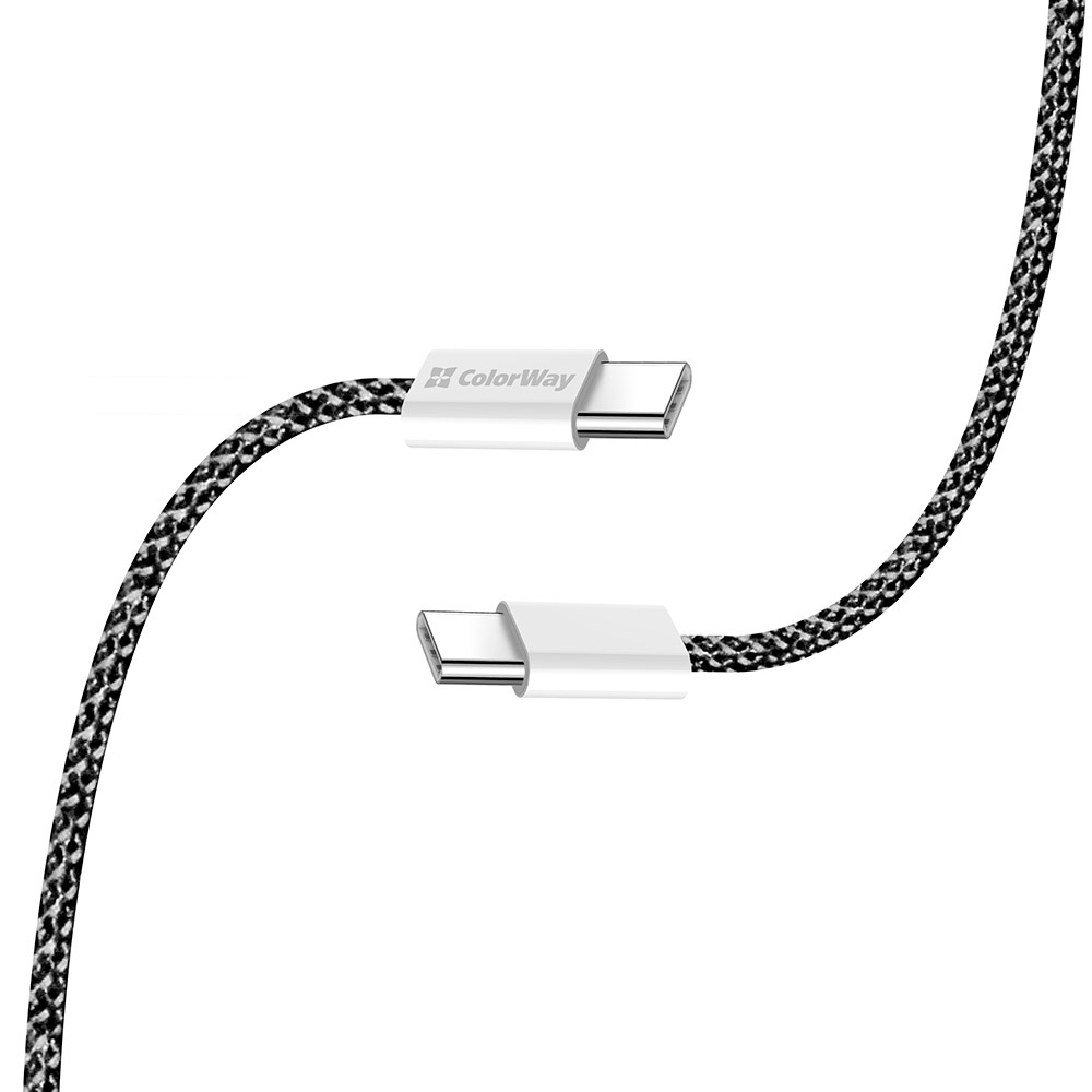 Кабель COLORWAY Fabric Braided Type-C to Type-C 3A 2м Black (CW-CBPDCC068-BK)