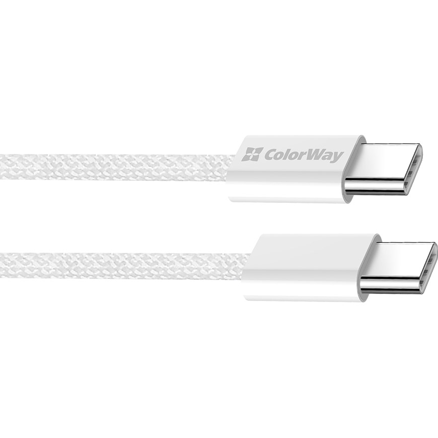 Кабель COLORWAY Fabric Braided Type-C to Type-C 3A 2м Gray (CW-CBPDCC068-GR)