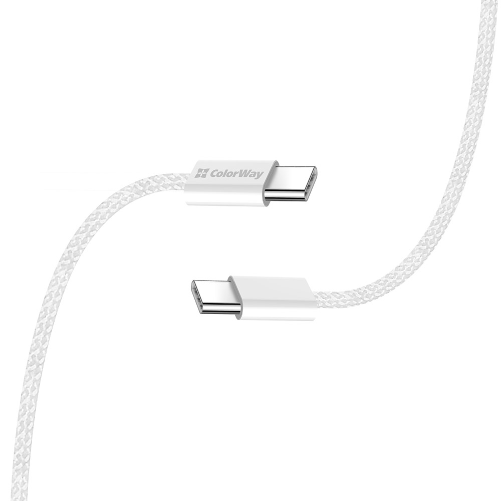 Кабель COLORWAY Fabric Braided Type-C to Type-C 3A 2м Gray (CW-CBPDCC068-GR)