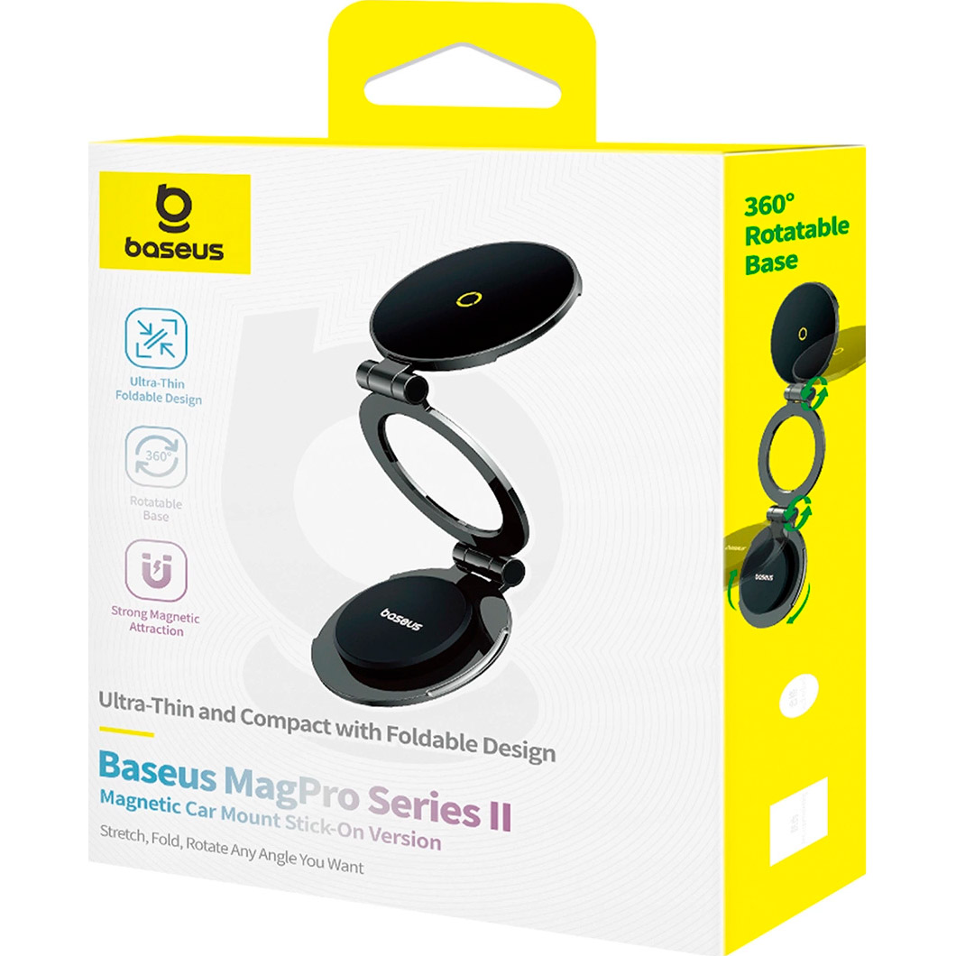 Автотримач для смартфона BASEUS MagPro Series II Magnetic Car Mount Stick-On Version Black (C40172900121-00)